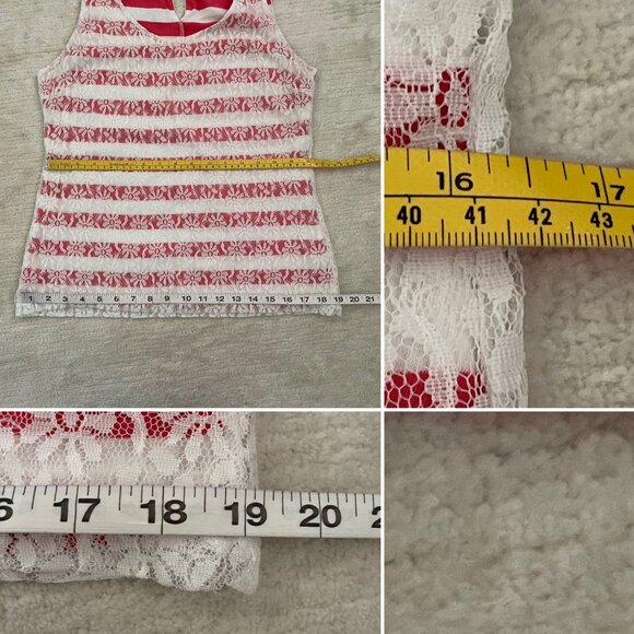 Lace Overlay Striped Sleeveless Top Sz S Banana Republic Red White Majesty - Picture 7 of 7